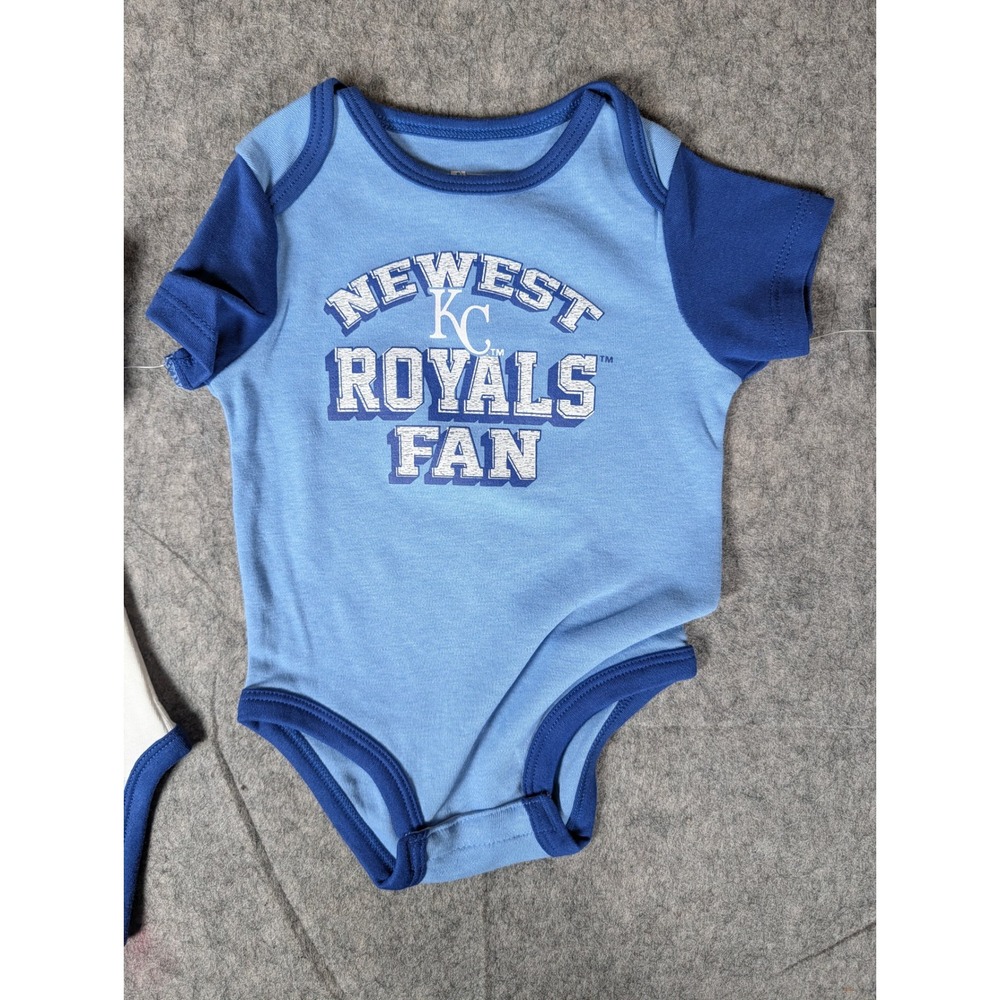 MLB Kansas City Royals Baby Bodysuits 3-Pack Blue White KC Baseball Outfit - Picture 4 of 8